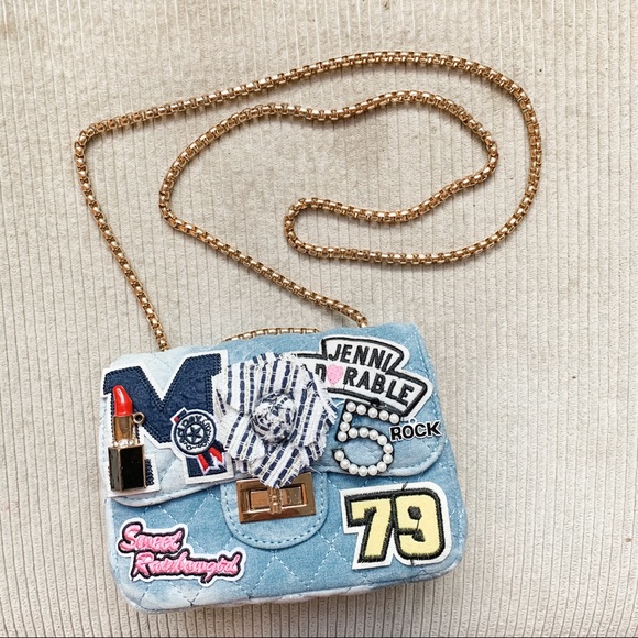 Blue pearl flower shoulder crossbody bag - Picture 3 of 8